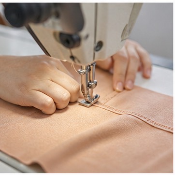 Close sewing detail for garment construction
